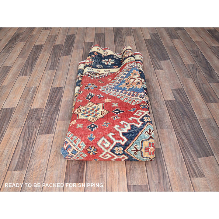 7'9" x 7'10" New Hand Knotted Red Wool Round Oriental Rug - MOA10286217