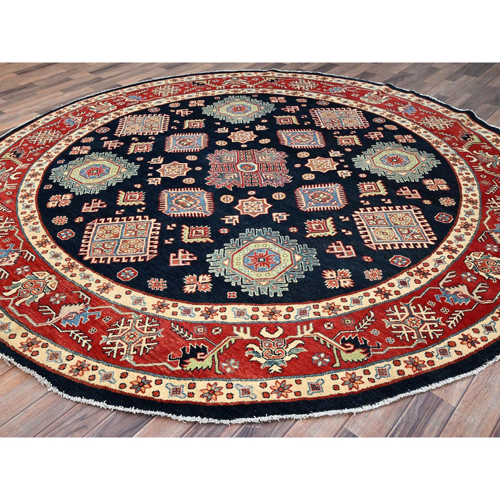 8'10" x 8'10" New Hand Knotted Blue Wool Round Oriental Rug - MOA10286218