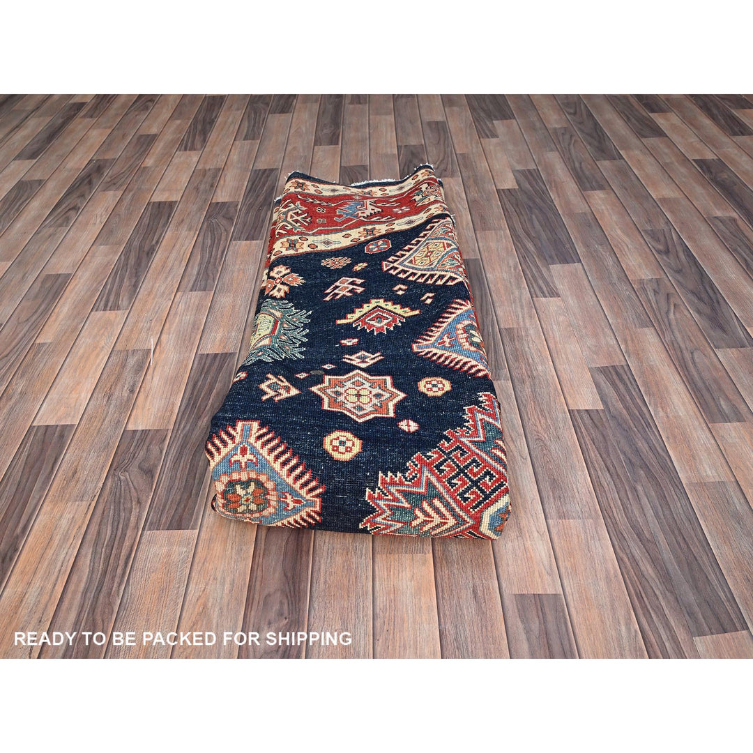 8'10" x 8'10" New Hand Knotted Blue Wool Round Oriental Rug - MOA10286218