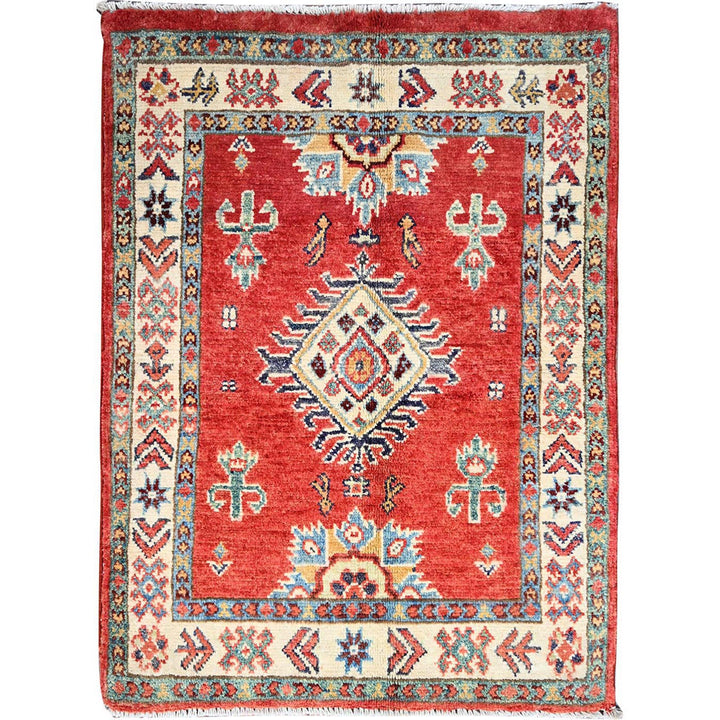 2'1" x 2'10" New Hand Knotted Red Wool Rectangle Oriental Rug - MOA10286231