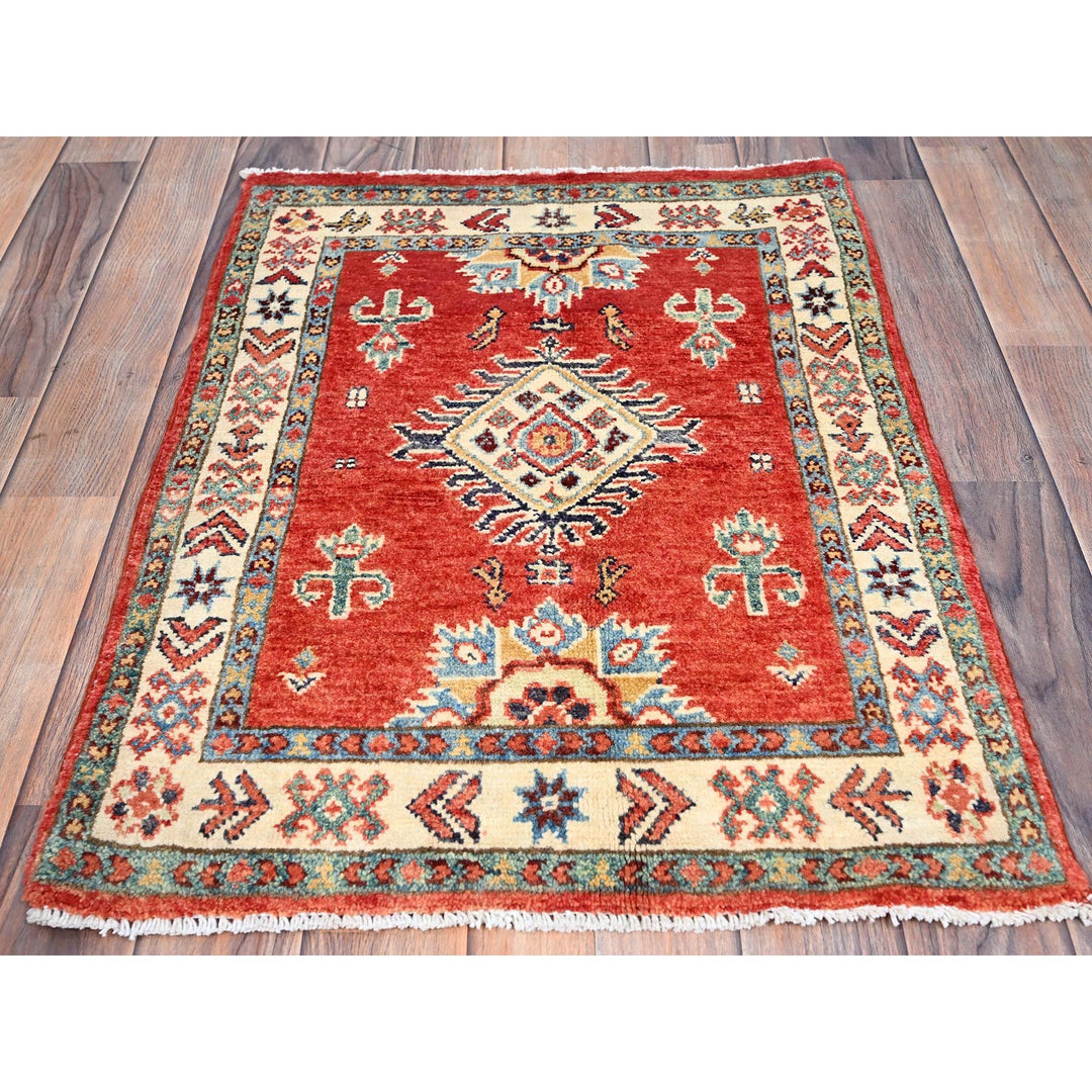 2'1" x 2'10" New Hand Knotted Red Wool Rectangle Oriental Rug - MOA10286231