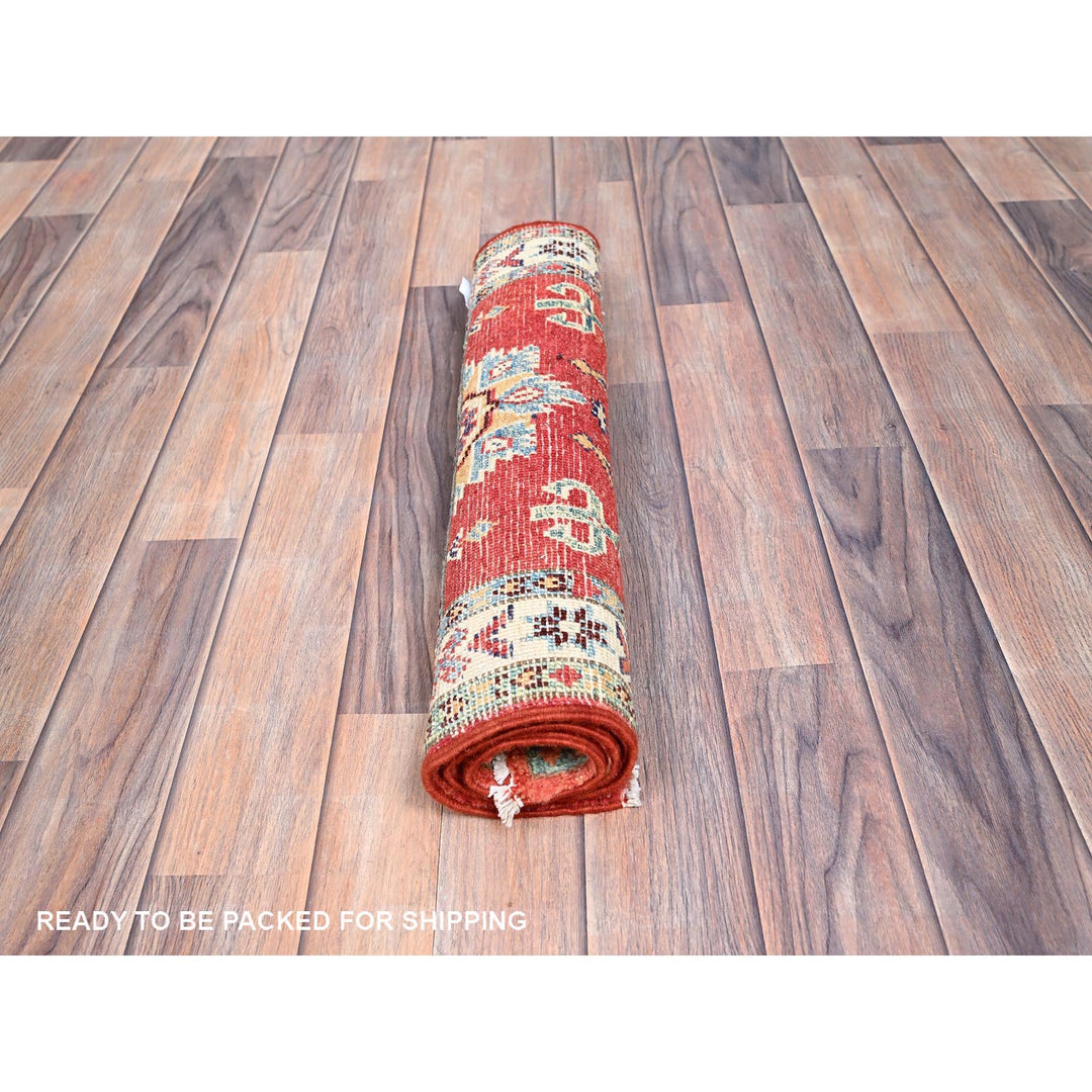 2'1" x 2'10" New Hand Knotted Red Wool Rectangle Oriental Rug - MOA10286231