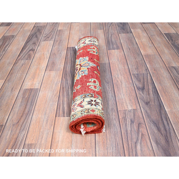 2'1" x 2'10" New Hand Knotted Red Wool Rectangle Oriental Rug - MOA10286231