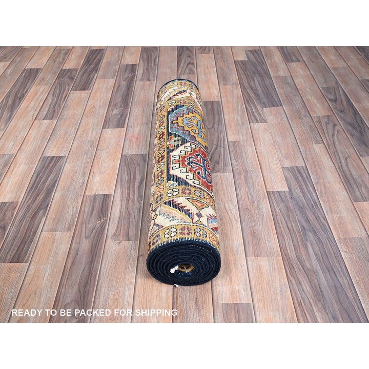 2'7" x 9'6" New Hand Knotted Blue Wool Runner Oriental Rug - MOA10286248