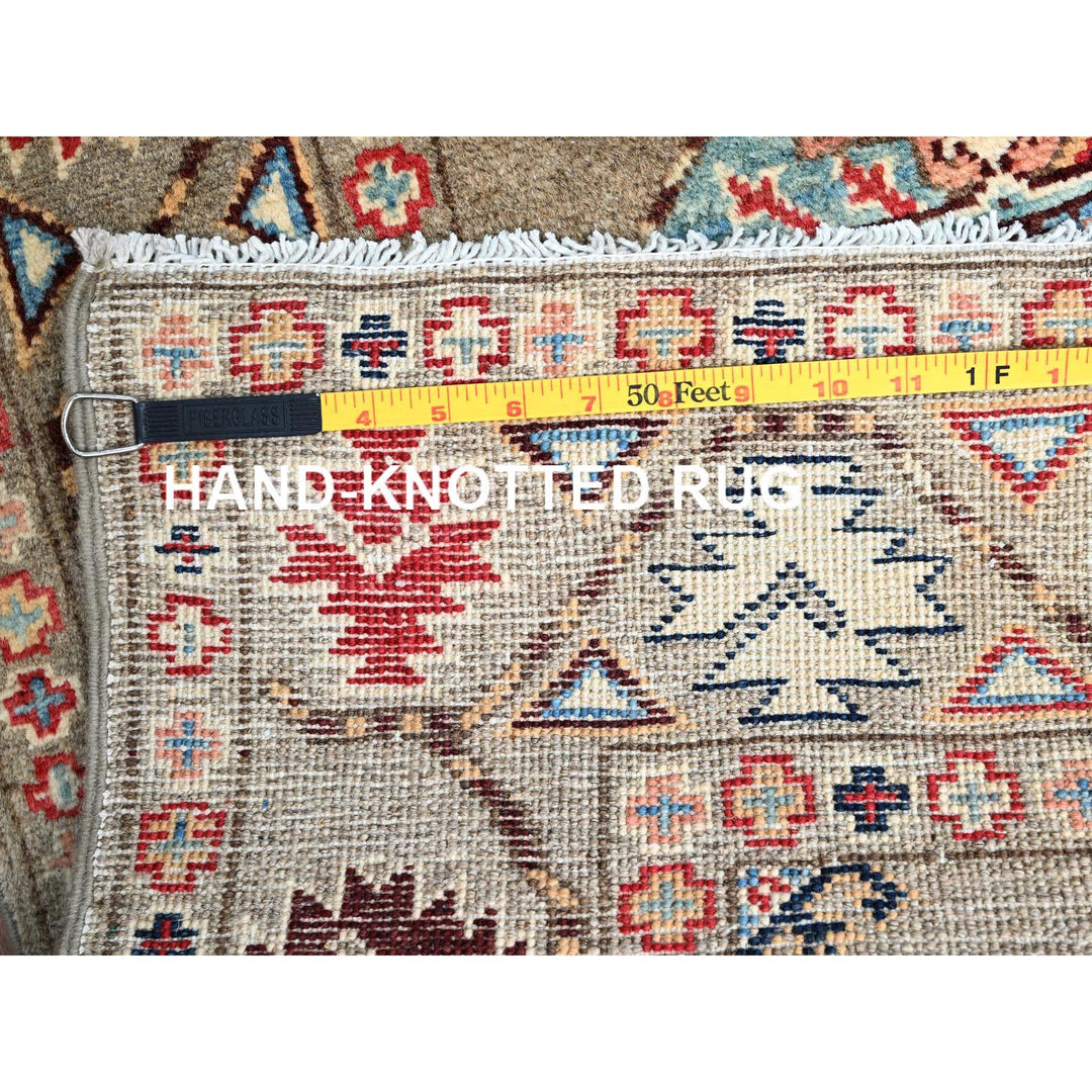 2'8" x 9'7" New Hand Knotted Grey Wool Runner Oriental Rug - MOA10286250