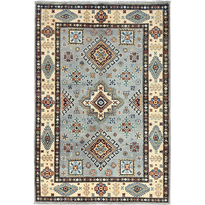 3'11" x 5'9" New Hand Knotted Grey Wool Rectangle Oriental Rug - MOA10286255