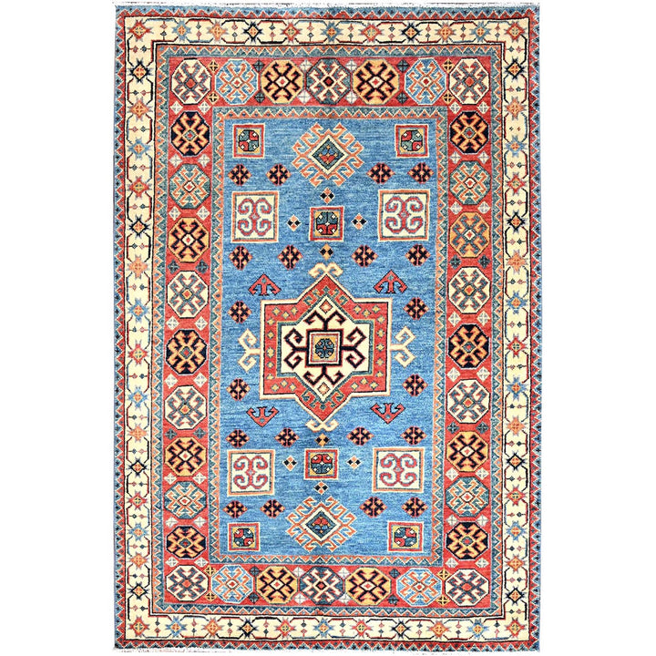 3'10" x 5'10" New Hand Knotted Blue Wool Rectangle Oriental Rug - MOA10286257