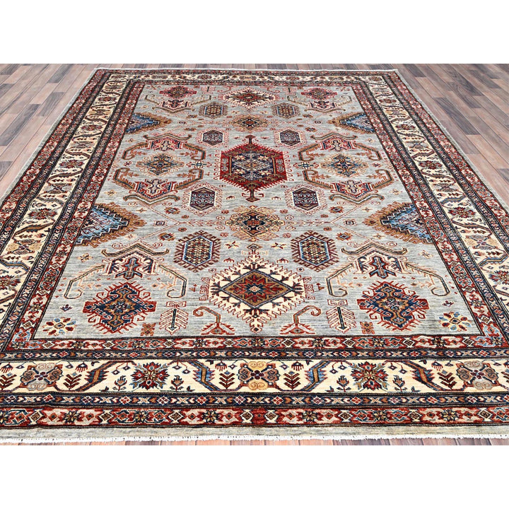 7'11" x 9'10" New Hand Knotted Ivory Wool Rectangle Oriental Rug - MOA10286261