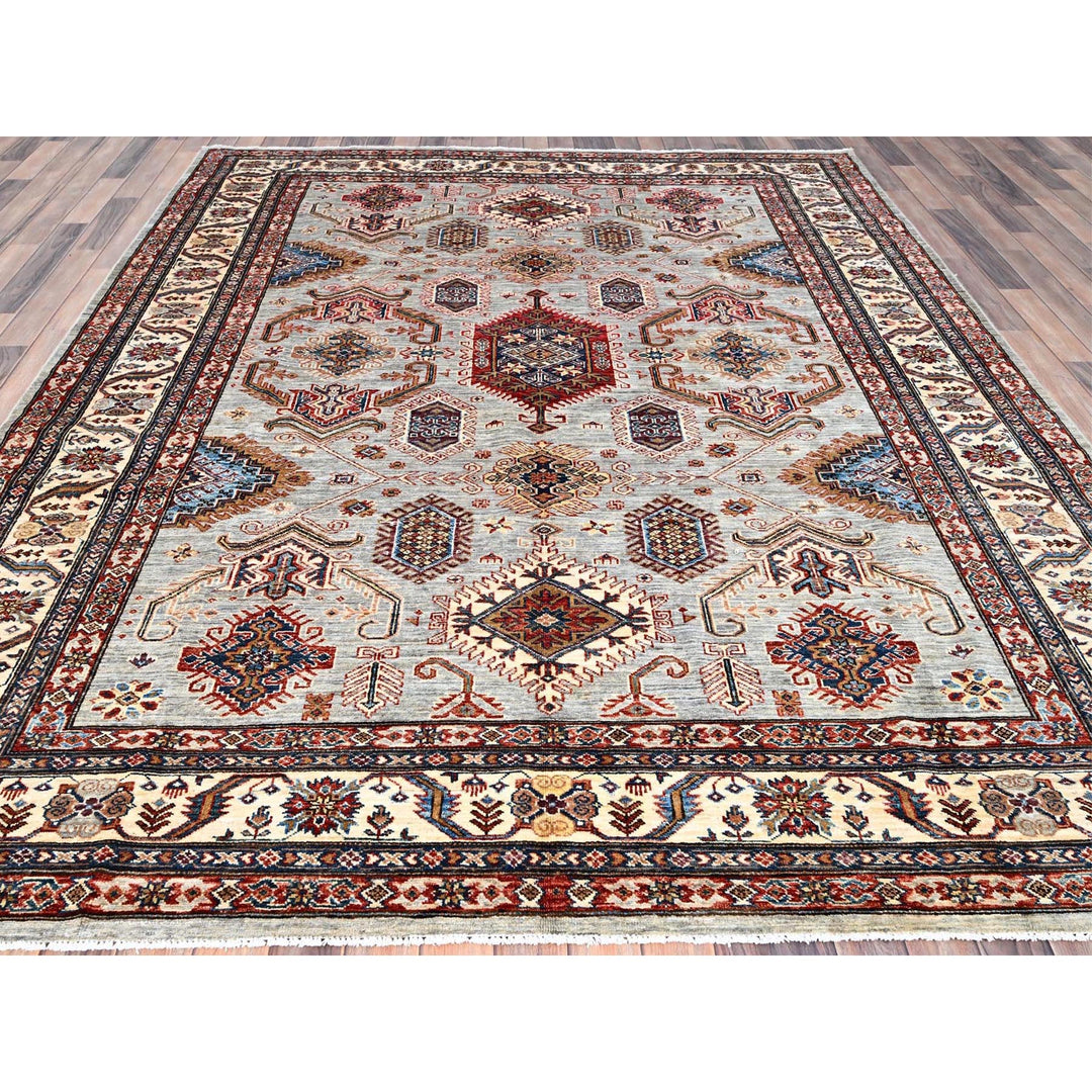 7'11" x 9'10" New Hand Knotted Ivory Wool Rectangle Oriental Rug - MOA10286261