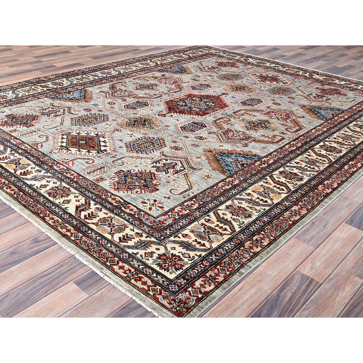 7'11" x 9'10" New Hand Knotted Ivory Wool Rectangle Oriental Rug - MOA10286261