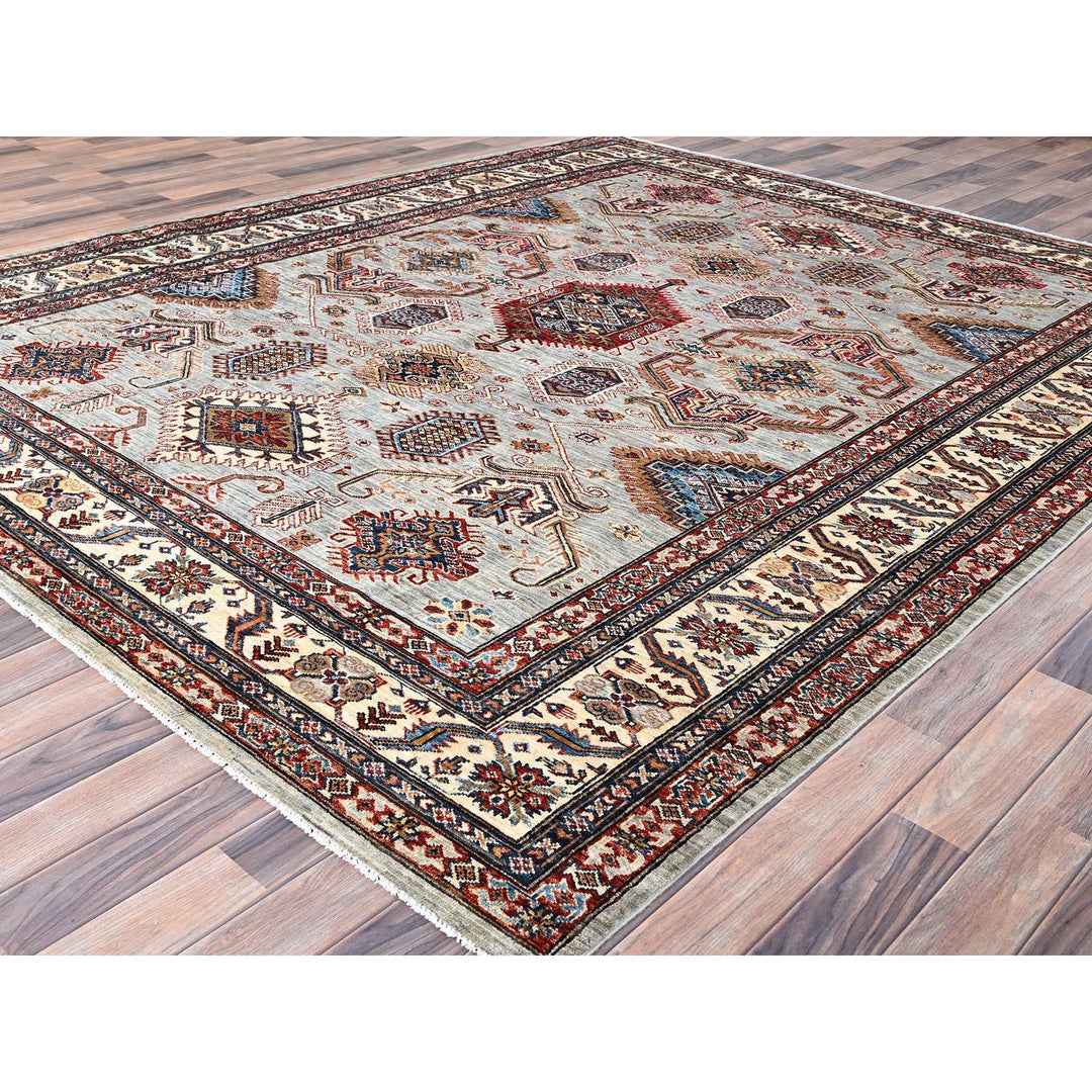 7'11" x 9'10" New Hand Knotted Ivory Wool Rectangle Oriental Rug - MOA10286261