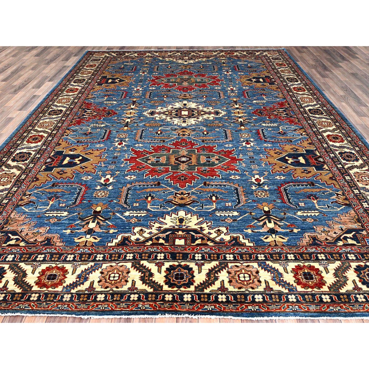9'11" x 13'4" New Hand Knotted Blue Wool Rectangle Oriental Rug - MOA10286266