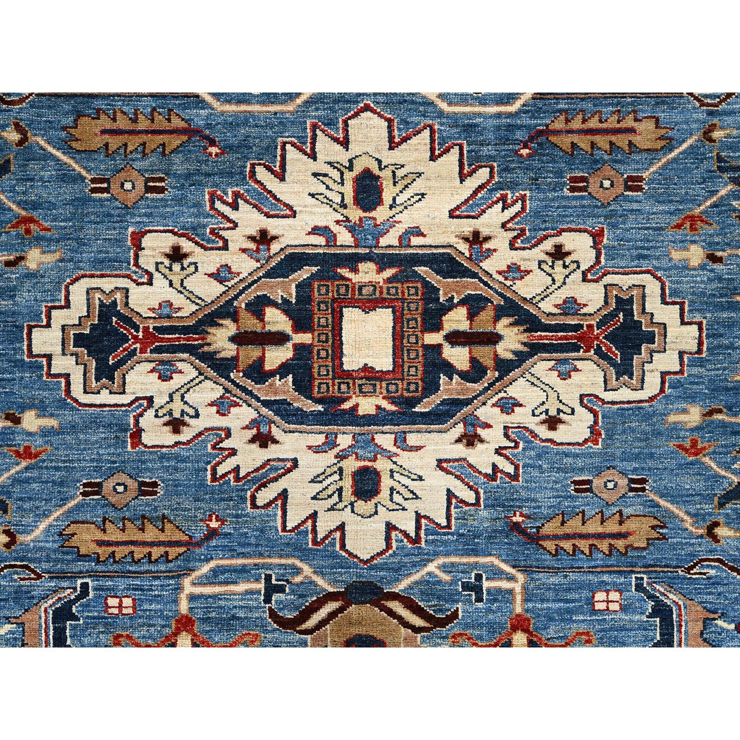 9'11" x 13'4" New Hand Knotted Blue Wool Rectangle Oriental Rug - MOA10286266