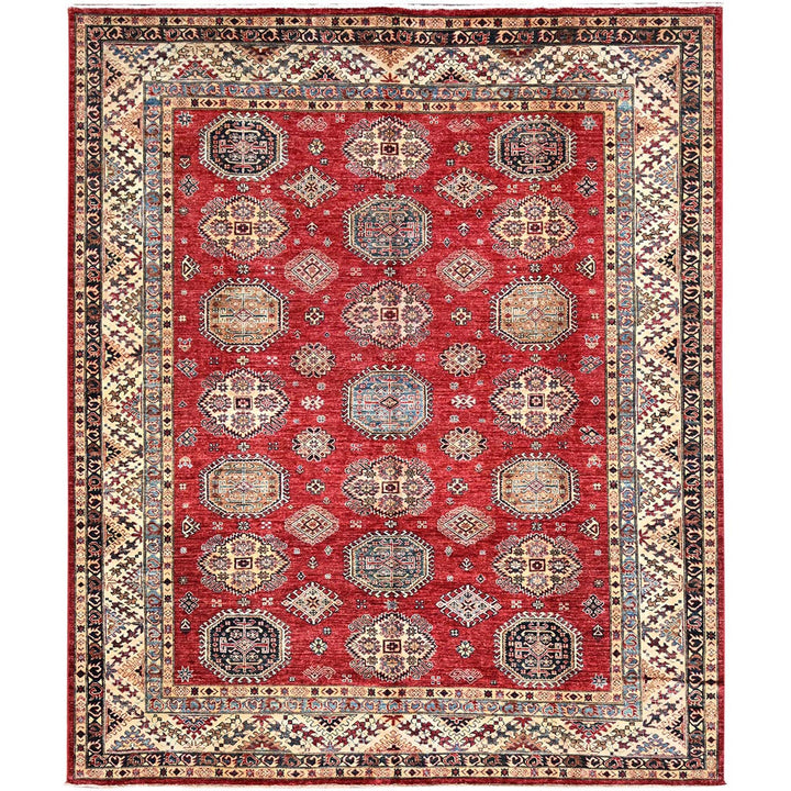 8'4" x 9'10" New Hand Knotted Red Wool Rectangle Oriental Rug - MOA10286267