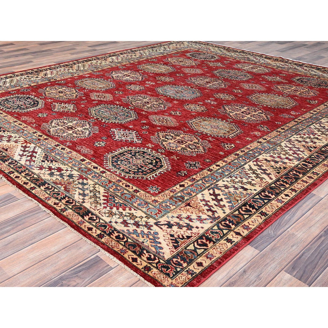 8'4" x 9'10" New Hand Knotted Red Wool Rectangle Oriental Rug - MOA10286267