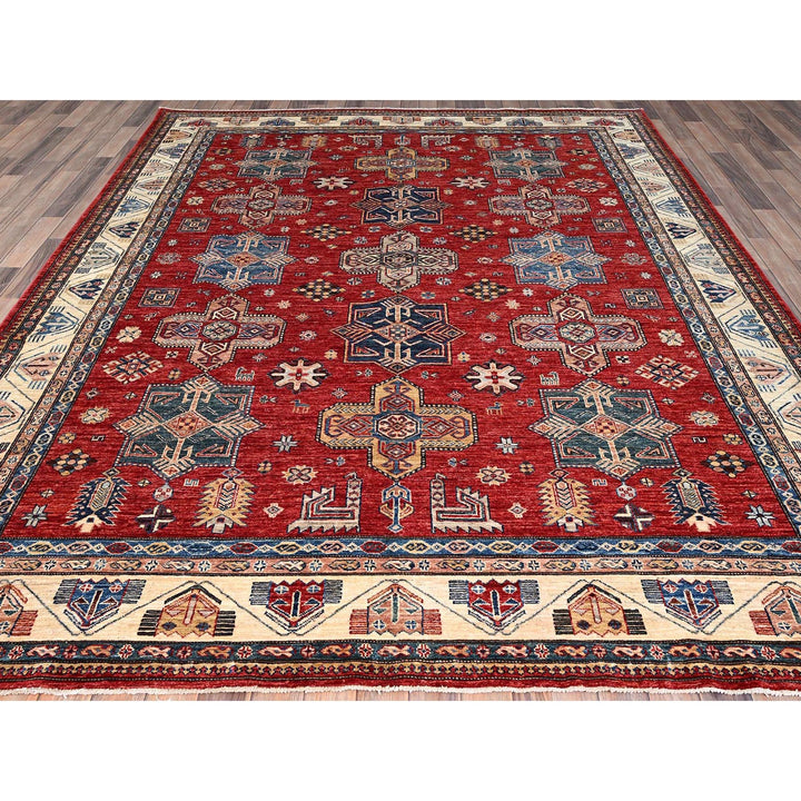 8'2" x 10'4" New Hand Knotted Red Wool Rectangle Oriental Rug - MOA10286269