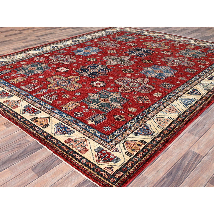 8'2" x 10'4" New Hand Knotted Red Wool Rectangle Oriental Rug - MOA10286269