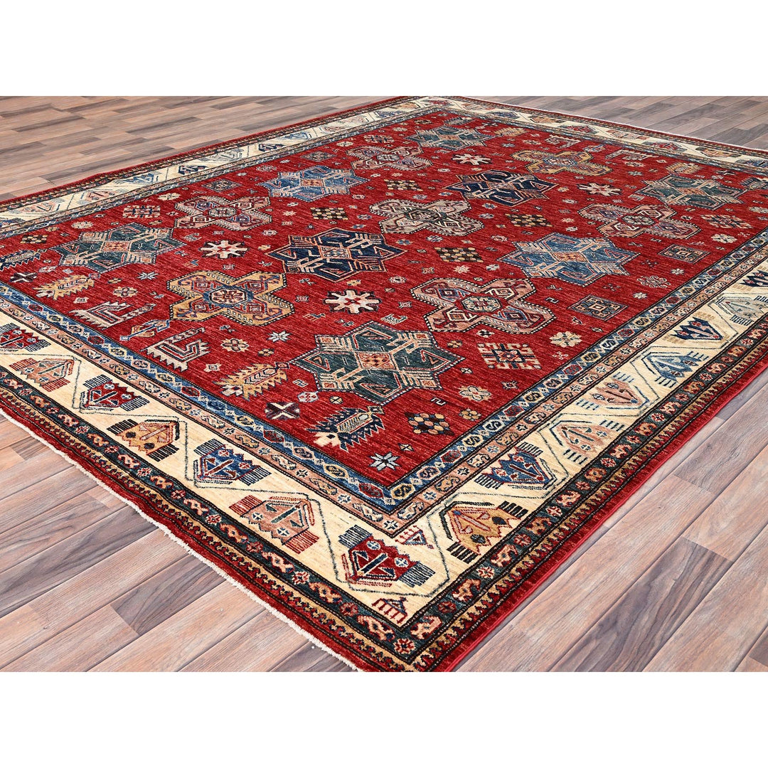 8'2" x 10'4" New Hand Knotted Red Wool Rectangle Oriental Rug - MOA10286269