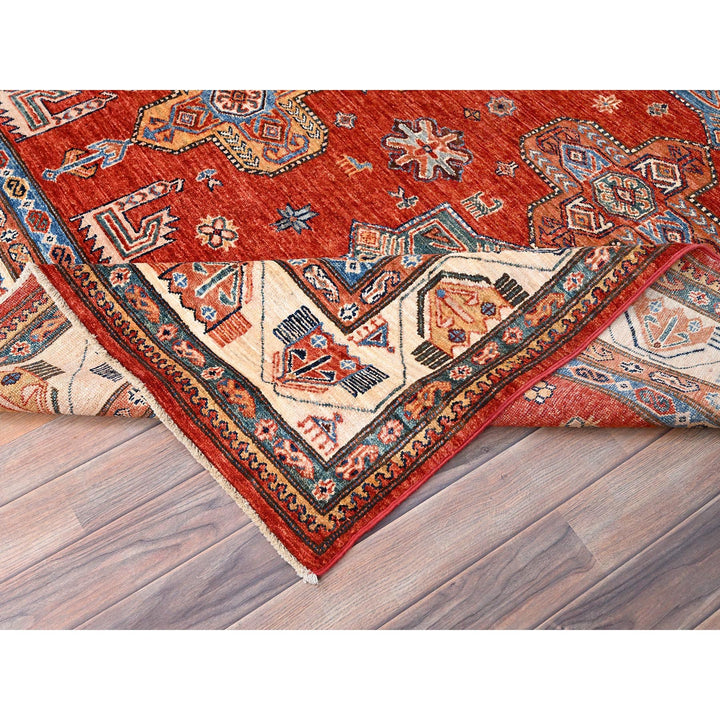 8'2" x 9'10" New Hand Knotted Red Wool Rectangle Oriental Rug - MOA10286273