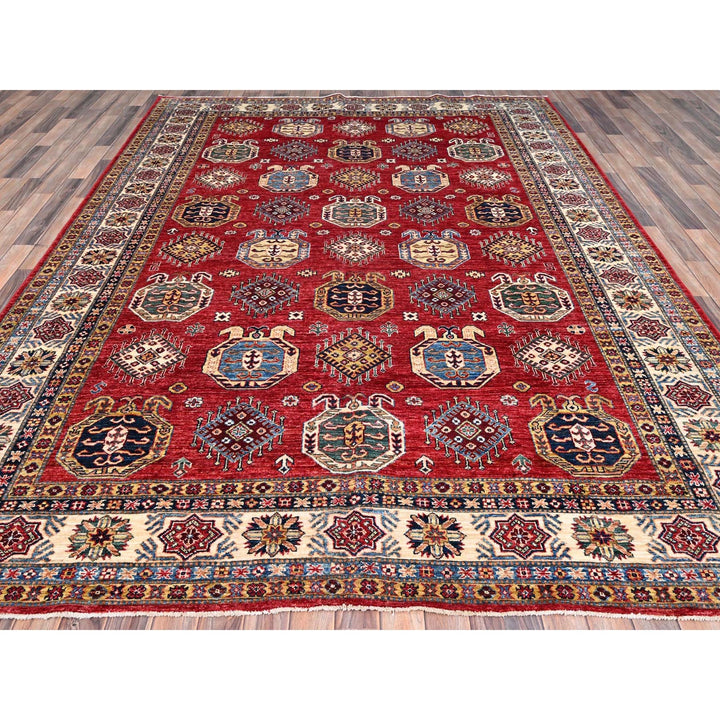 8'1" x 10'4" New Hand Knotted Red Wool Rectangle Oriental Rug - MOA10286275