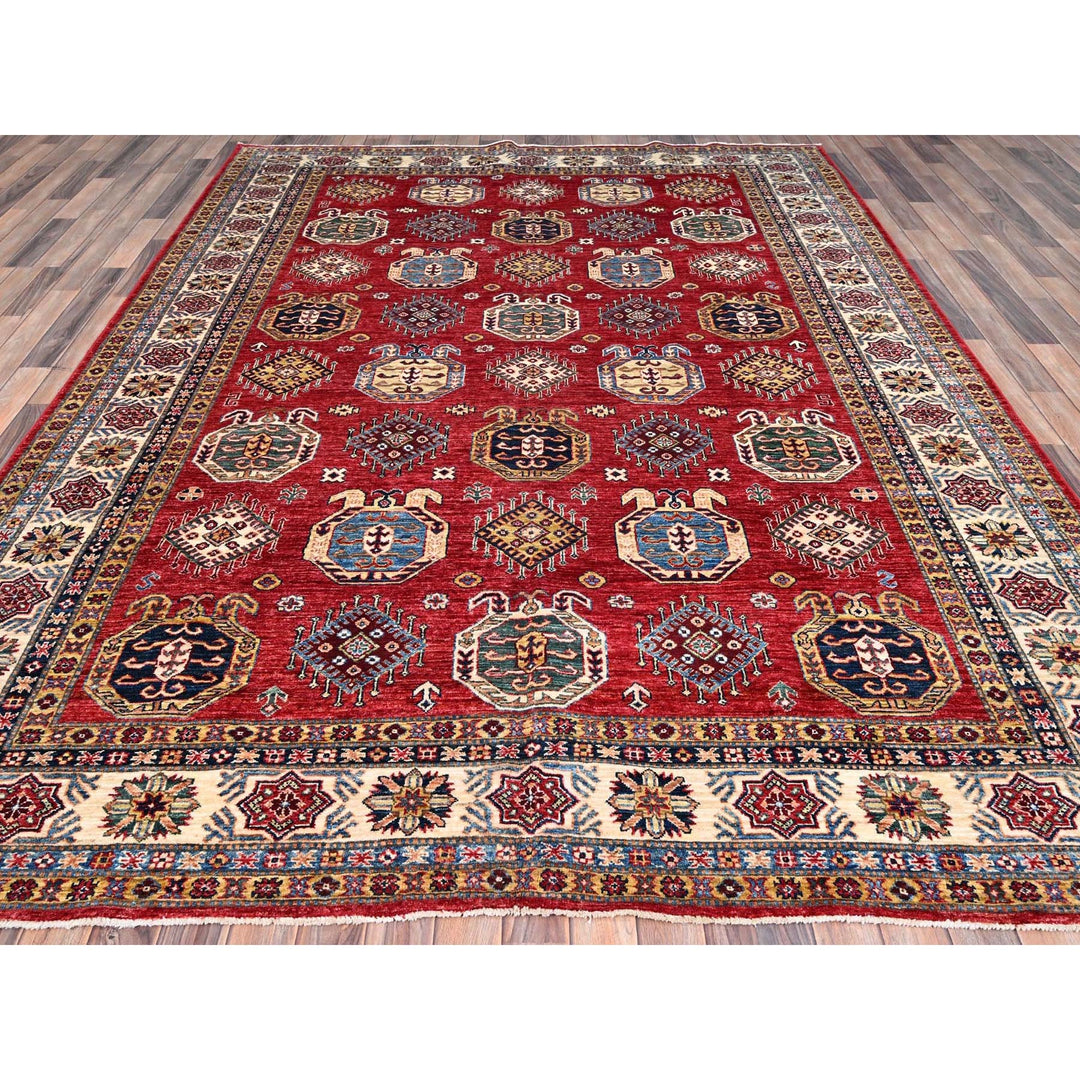 8'1" x 10'4" New Hand Knotted Red Wool Rectangle Oriental Rug - MOA10286275