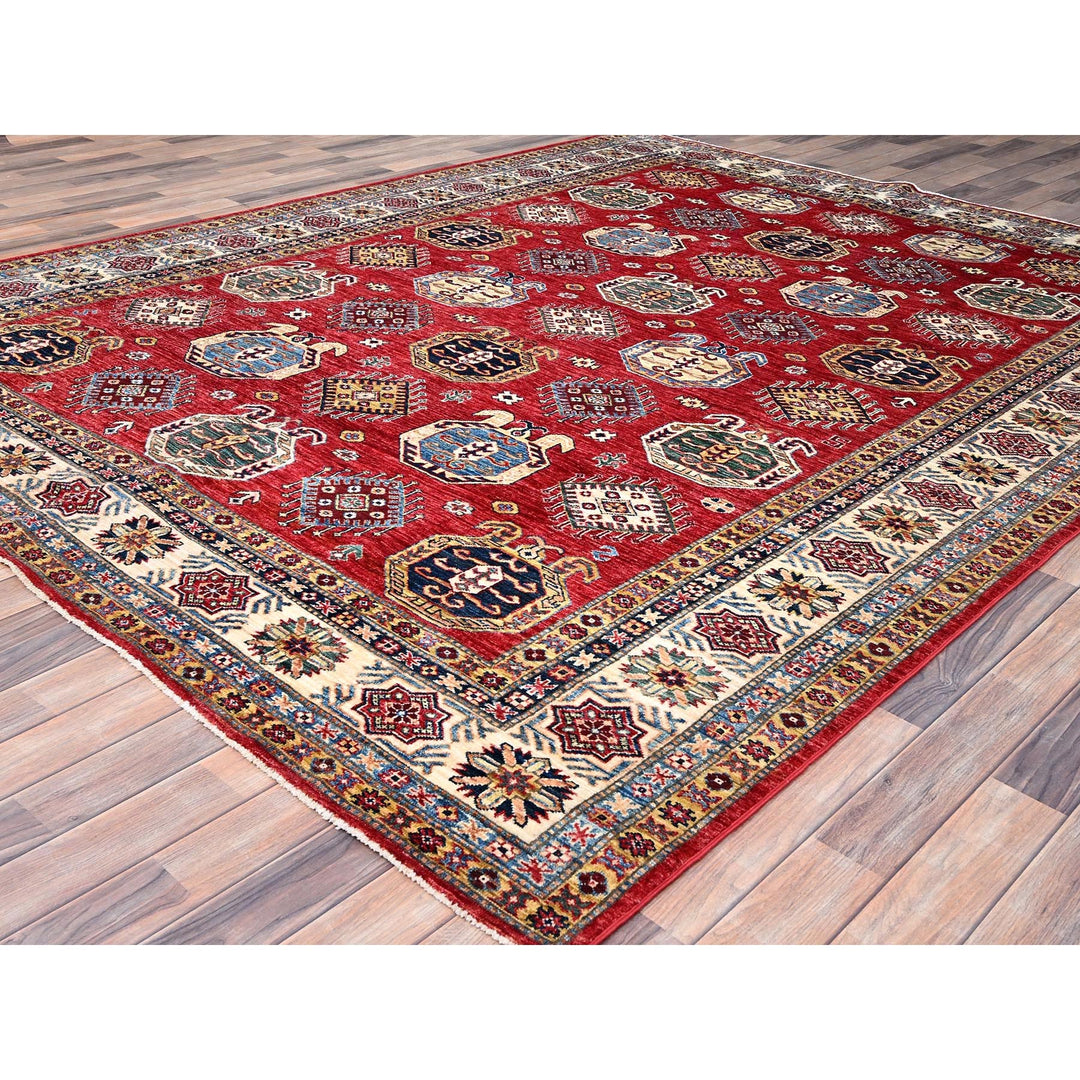 8'1" x 10'4" New Hand Knotted Red Wool Rectangle Oriental Rug - MOA10286275