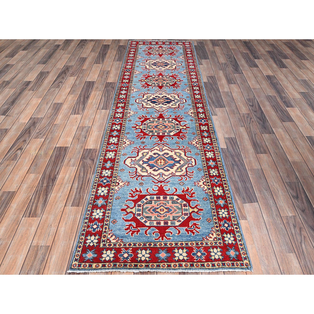 2'7" x 9'7" New Hand Knotted Blue Wool Runner Oriental Rug - MOA10286286