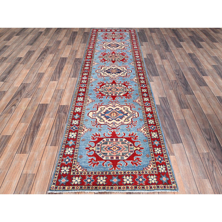 2'7" x 9'7" New Hand Knotted Blue Wool Runner Oriental Rug - MOA10286286