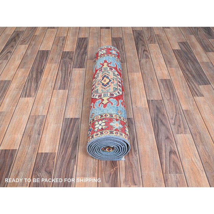 2'7" x 9'7" New Hand Knotted Blue Wool Runner Oriental Rug - MOA10286286