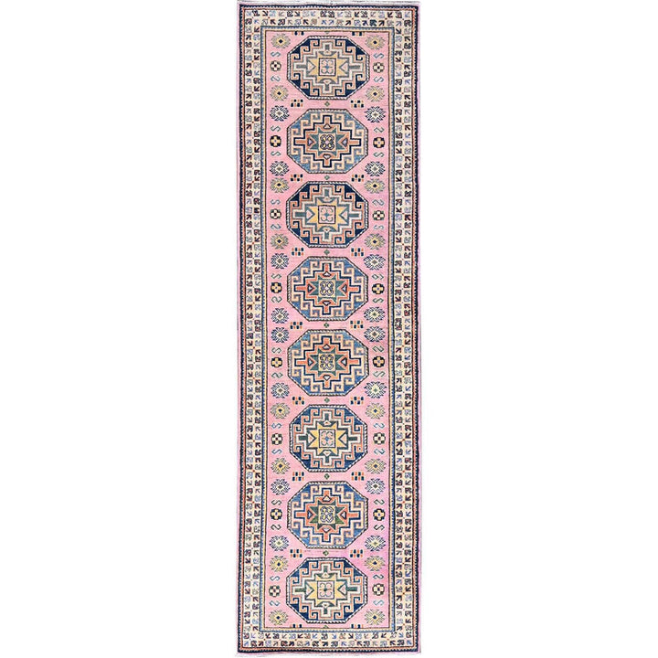 2'7" x 9'7" New Hand Knotted Pink Wool Runner Oriental Rug - MOA10286287