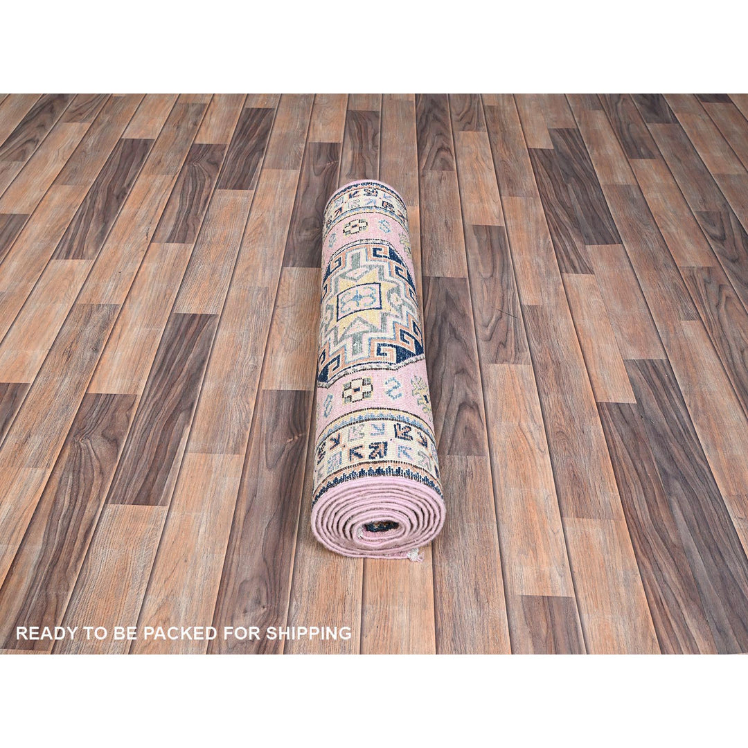 2'7" x 9'7" New Hand Knotted Pink Wool Runner Oriental Rug - MOA10286287