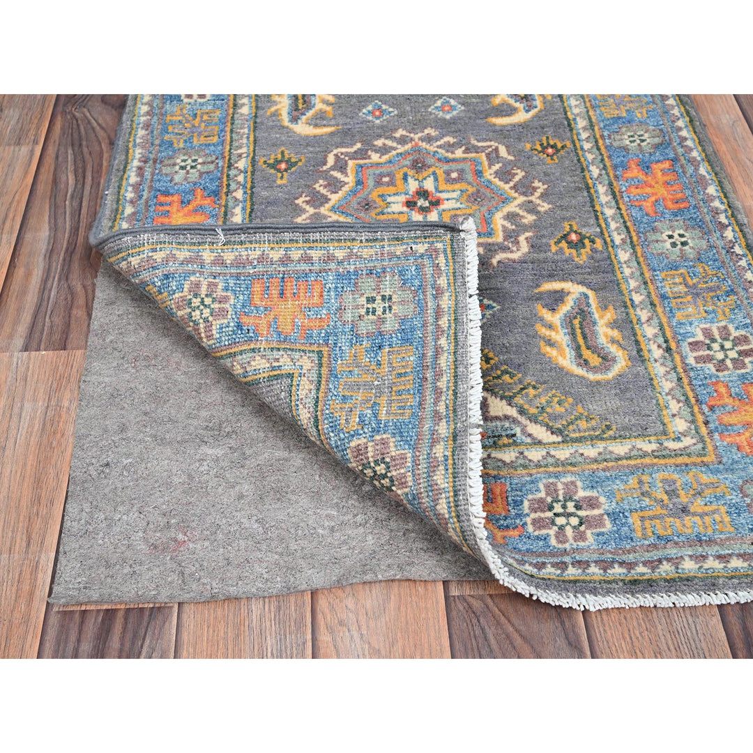 2'1" x 2'11" New Hand Knotted Grey Wool Rectangle Oriental Rug - MOA10286303
