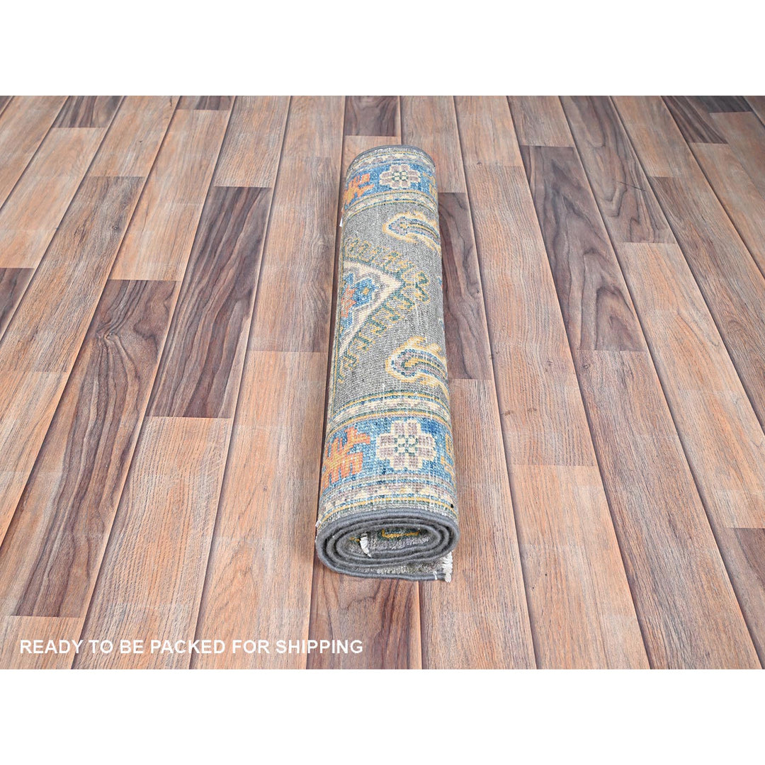 2'1" x 2'11" New Hand Knotted Grey Wool Rectangle Oriental Rug - MOA10286303