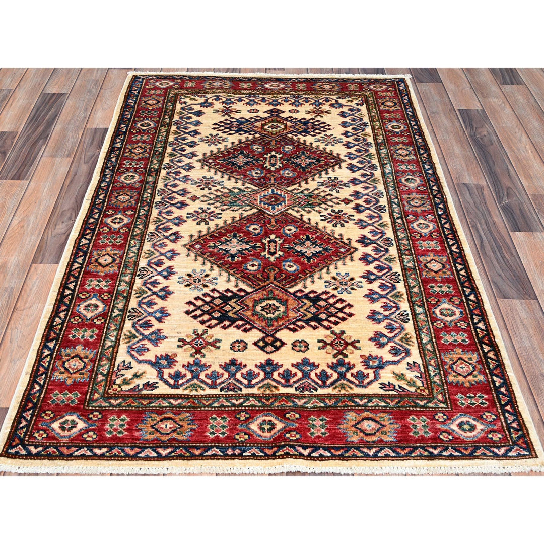 3'4" x 4'9" New Hand Knotted Ivory Wool Rectangle Oriental Rug - MOA10286309