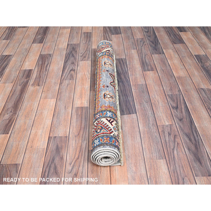 3'2" x 5'2" New Hand Knotted Grey Wool Rectangle Oriental Rug - MOA10286310