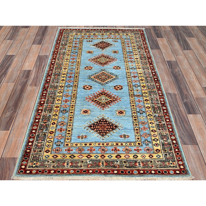 3'0" x 5'2" New Hand Knotted Blue Wool Rectangle Oriental Rug - MOA10286319