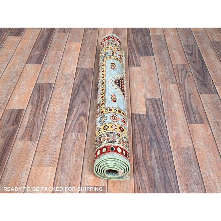 3'0" x 5'2" New Hand Knotted Blue Wool Rectangle Oriental Rug - MOA10286319