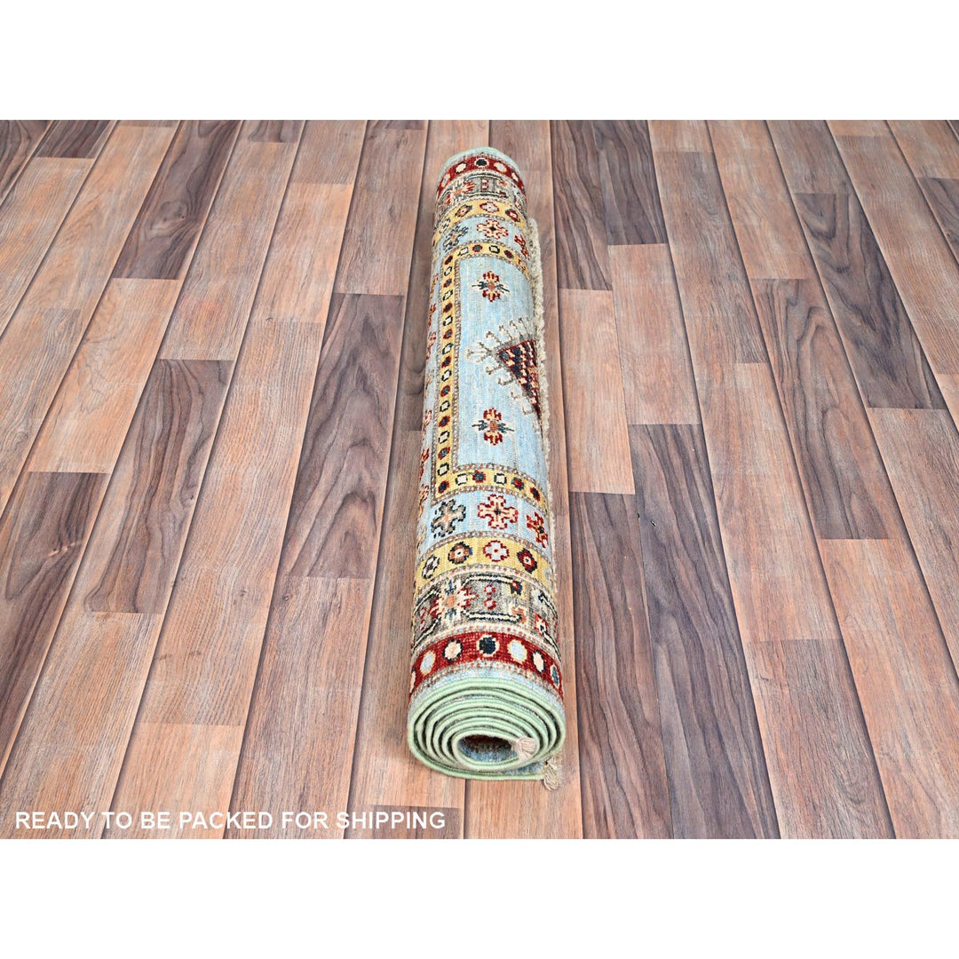 3'0" x 5'2" New Hand Knotted Blue Wool Rectangle Oriental Rug - MOA10286319