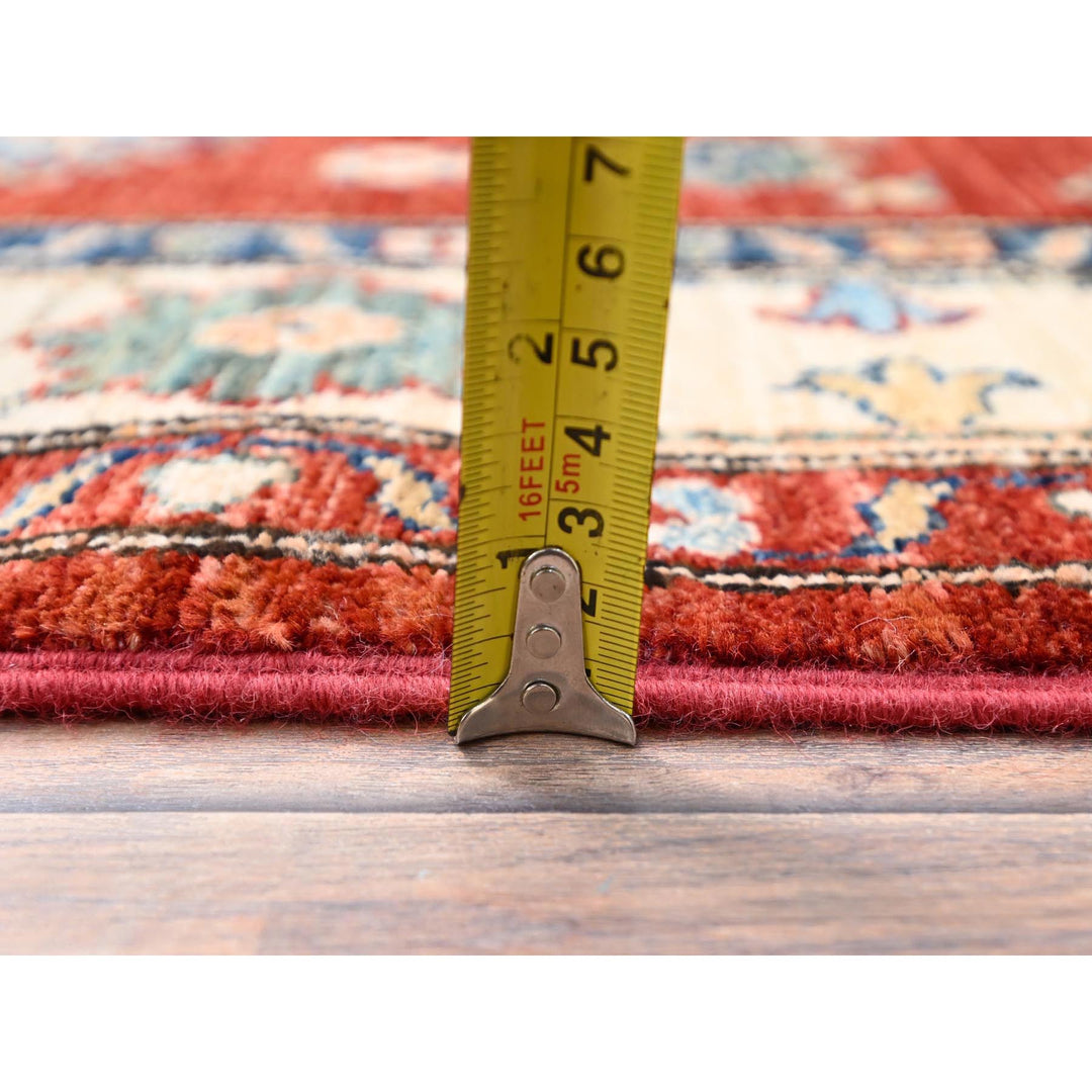 3'11" x 5'11" New Hand Knotted Red Wool Rectangle Oriental Rug - MOA10286321