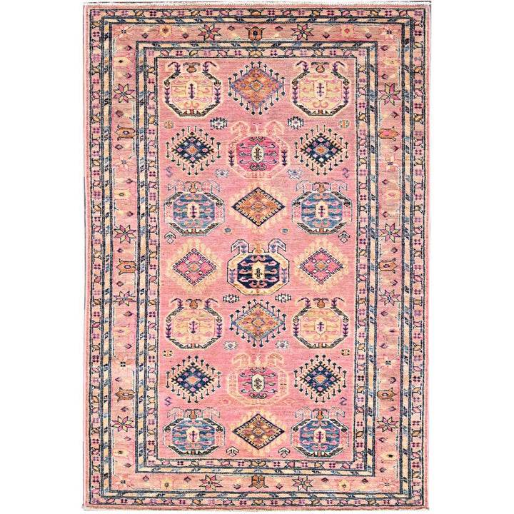 4'0" x 6'0" New Hand Knotted Pink Wool Rectangle Oriental Rug - MOA10286322