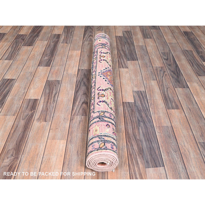 4'0" x 6'0" New Hand Knotted Pink Wool Rectangle Oriental Rug - MOA10286322
