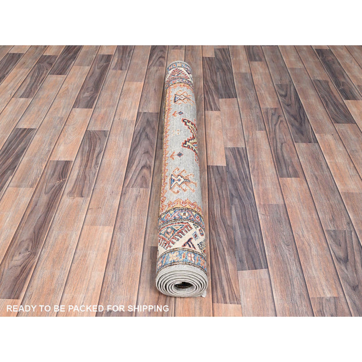 4'0" x 5'11" New Hand Knotted Grey Wool Rectangle Oriental Rug - MOA10286323