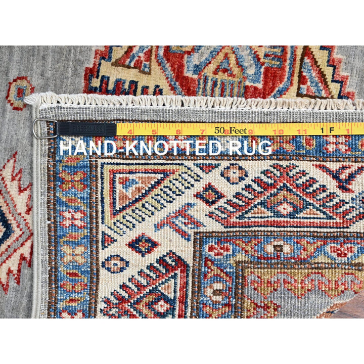 4'0" x 5'11" New Hand Knotted Grey Wool Rectangle Oriental Rug - MOA10286323