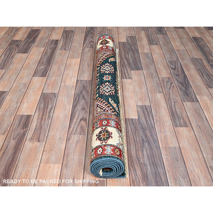 4'0" x 5'11" New Hand Knotted Blue Wool Rectangle Oriental Rug - MOA10286326