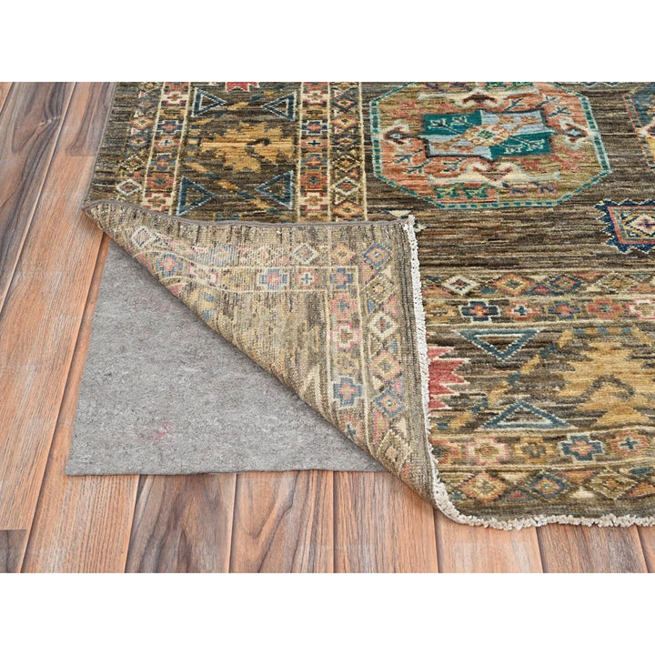 8'5" x 9'11" New Hand Knotted Green Wool Rectangle Oriental Rug - MOA10286341