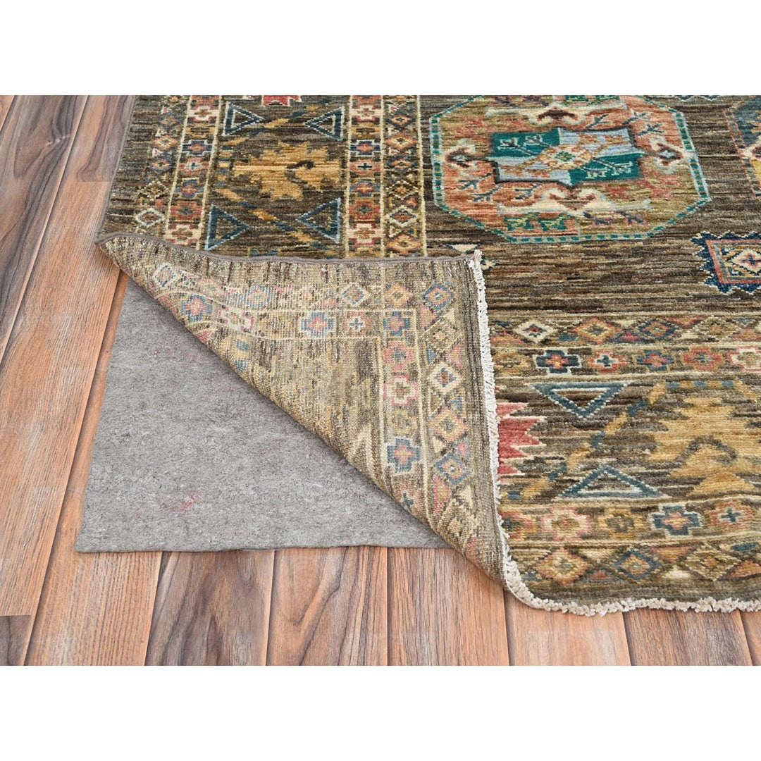 8'5" x 9'11" New Hand Knotted Green Wool Rectangle Oriental Rug - MOA10286341