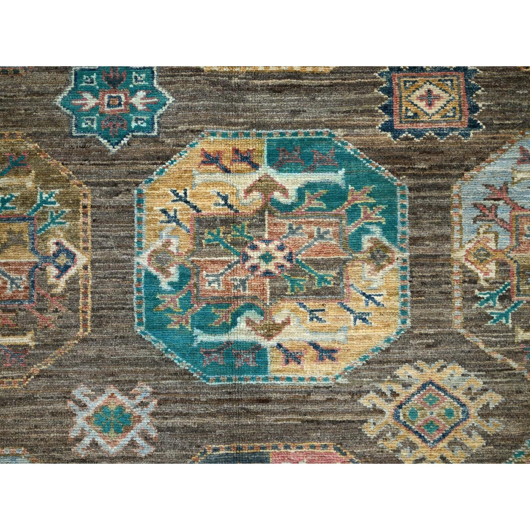 8'5" x 9'11" New Hand Knotted Green Wool Rectangle Oriental Rug - MOA10286341