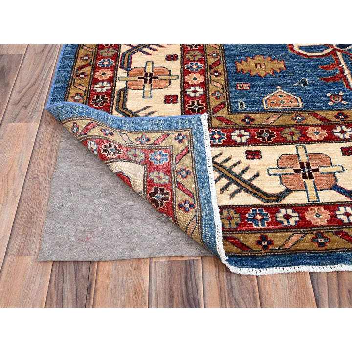 9'11" x 13'5" New Hand Knotted Blue Wool Rectangle Oriental Rug - MOA10286343