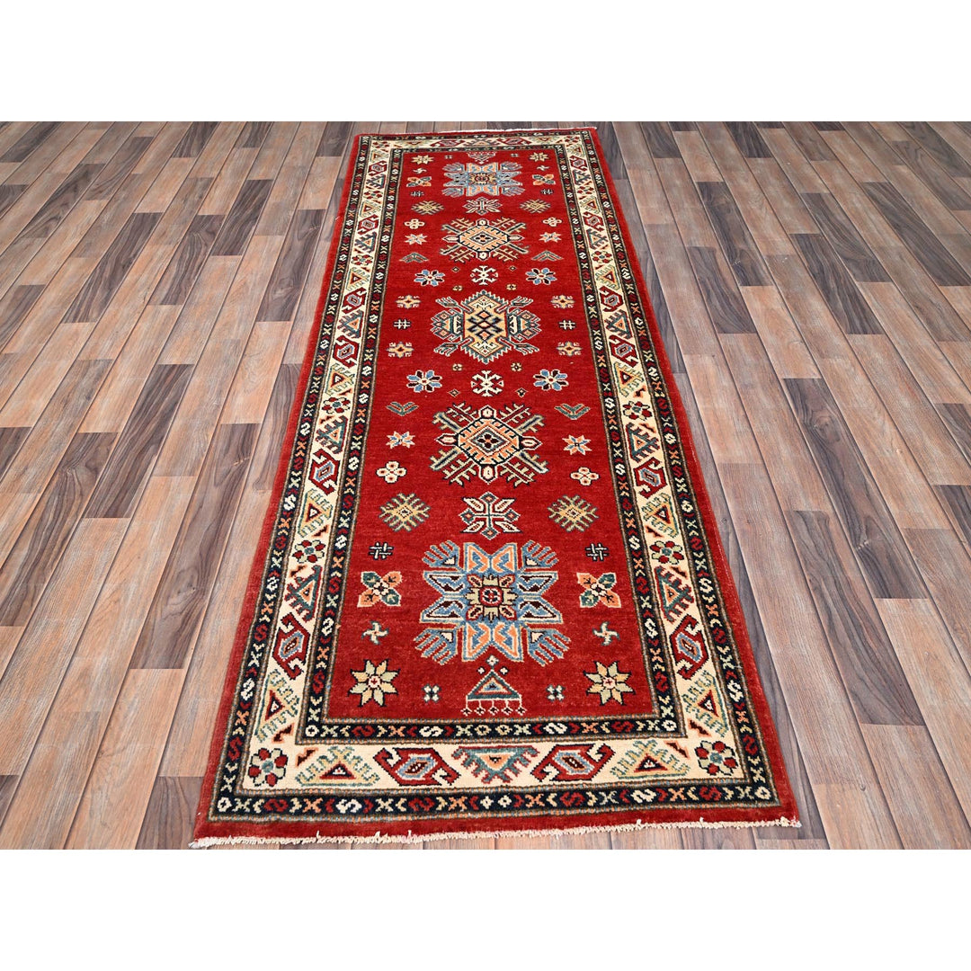 2'9" x 7'10" New Hand Knotted Red Wool Runner Oriental Rug - MOA10286448