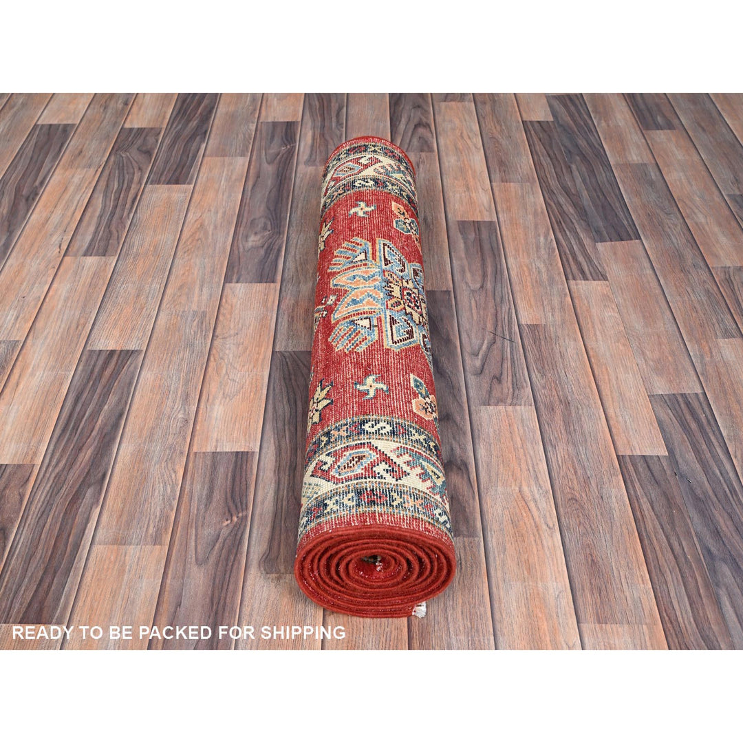 2'9" x 7'10" New Hand Knotted Red Wool Runner Oriental Rug - MOA10286448